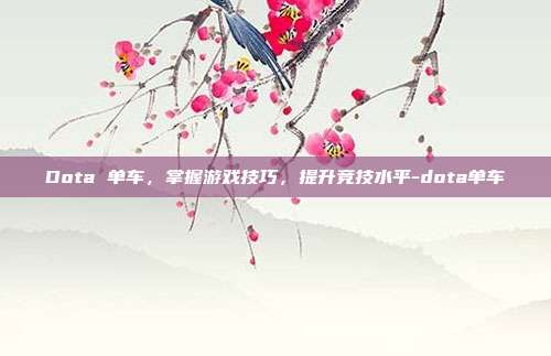 Dota 单车,掌握游戏技巧,提升竞技水平-dota单车