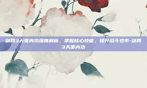剑网3天策内功深度解析,掌握核心技能,提升战斗效率-剑网3天策内功