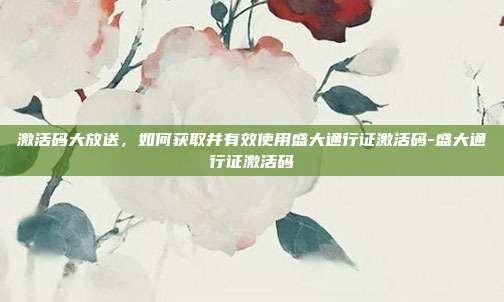 激活码大放送,如何获取并有效使用盛大通行证激活码-盛大通行证激活码