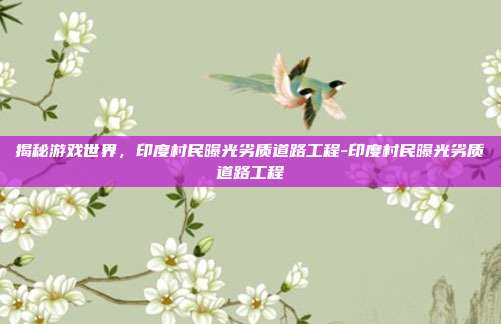 揭秘游戏世界,印度村民曝光劣质道路工程-印度村民曝光劣质道路工程