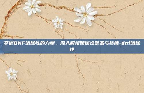 掌握DNF暗属性的力量,深入解析暗属性装备与技能-dnf暗属性