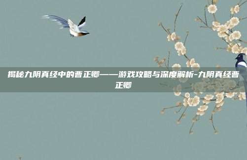 揭秘九阴真经中的曹正卿——游戏攻略与深度解析-九阴真经曹正卿
