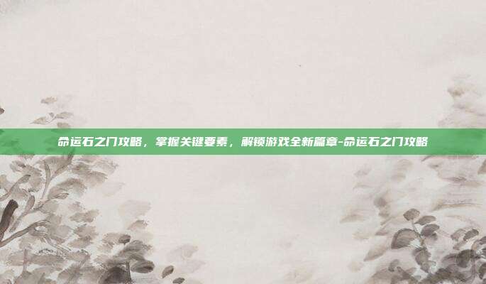 命运石之门攻略,掌握关键要素,解锁游戏全新篇章-命运石之门攻略