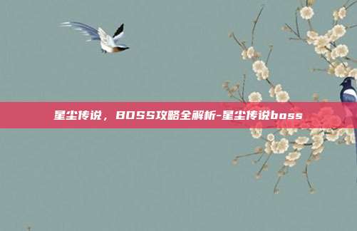 星尘传说,BOSS攻略全解析-星尘传说boss