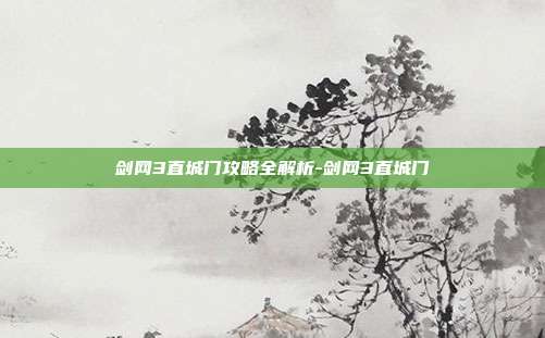 剑网3直城门攻略全解析-剑网3直城门