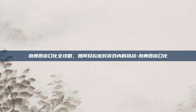 劲舞团窗口化全攻略,如何轻松应对游戏内的挑战-劲舞团窗口化