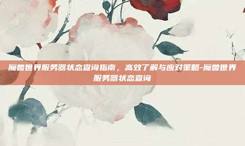 魔兽世界服务器状态查询指南,高效了解与应对策略-魔兽世界服务器状态查询
