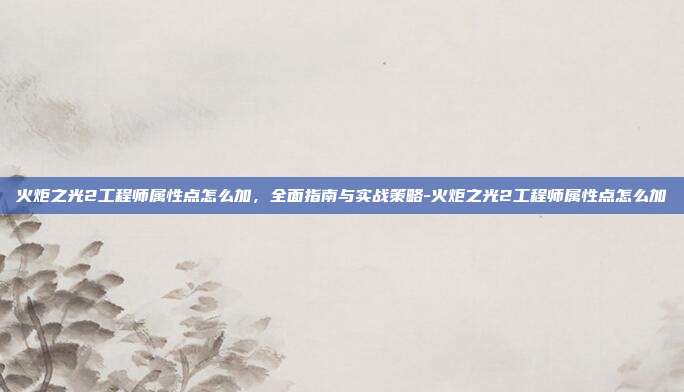 火炬之光2工程师属性点怎么加,全面指南与实战策略-火炬之光2工程师属性点怎么加