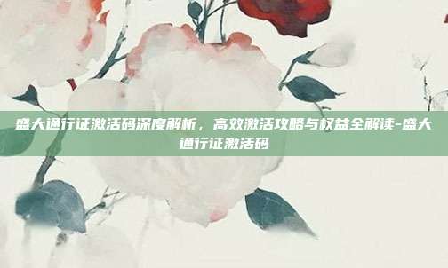 盛大通行证激活码深度解析,高效激活攻略与权益全解读-盛大通行证激活码