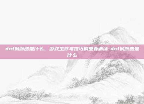 dnf偷渡器是什么,游戏生存与技巧的重要解读-dnf偷渡器是什么