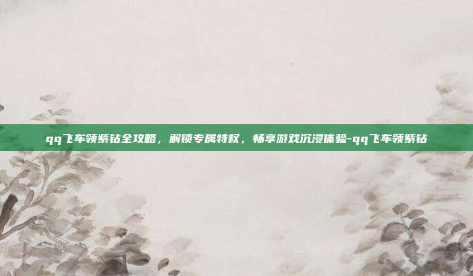 qq飞车领紫钻全攻略,解锁专属特权,畅享游戏沉浸体验-qq飞车领紫钻