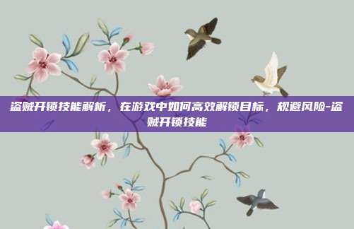 盗贼开锁技能解析,在游戏中如何高效解锁目标,规避风险-盗贼开锁技能