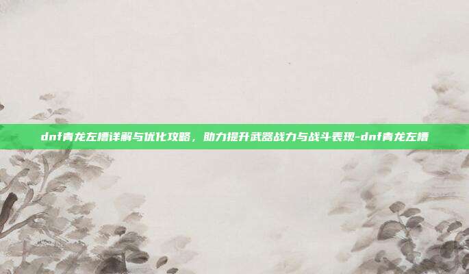 dnf青龙左槽详解与优化攻略,助力提升武器战力与战斗表现-dnf青龙左槽