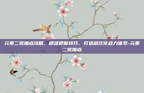 元素二觉加点攻略,精准把握技巧,打造层次化战力体系-元素二觉加点