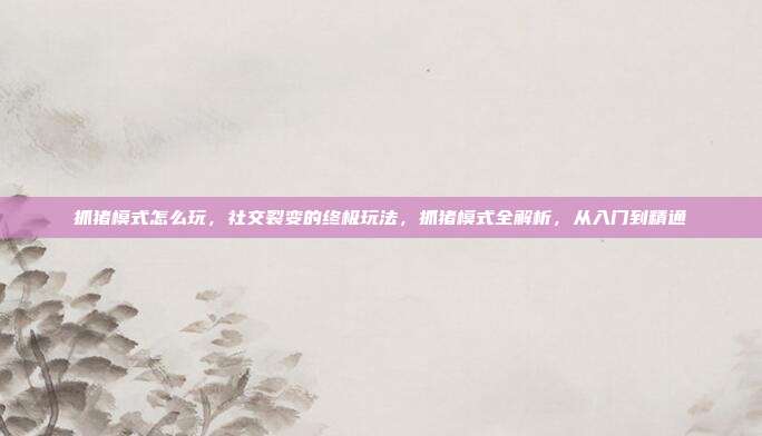 抓猪模式怎么玩,社交裂变的终极玩法,抓猪模式全解析,从入门到精通
