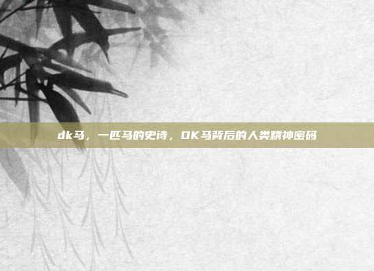 dk马,一匹马的史诗,DK马背后的人类精神密码