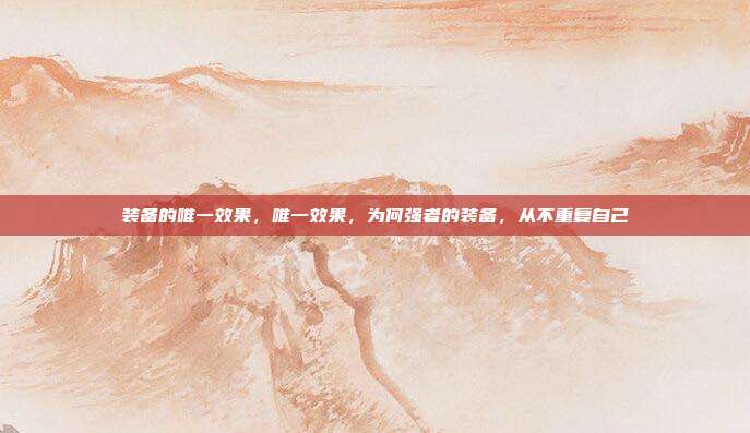 装备的唯一效果,唯一效果,为何强者的装备,从不重复自己
