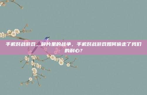 手机对战游戏,碎片里的战争,手机对战游戏如何偷走了我们的耐心?