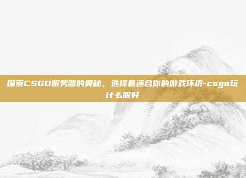 探索CSGO服务器的奥秘,选择最适合你的游戏环境-csgo玩什么服好