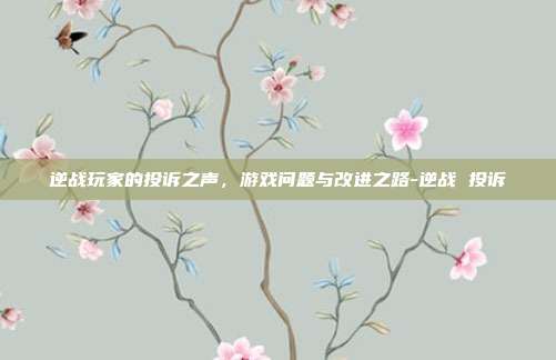 逆战玩家的投诉之声,游戏问题与改进之路-逆战 投诉