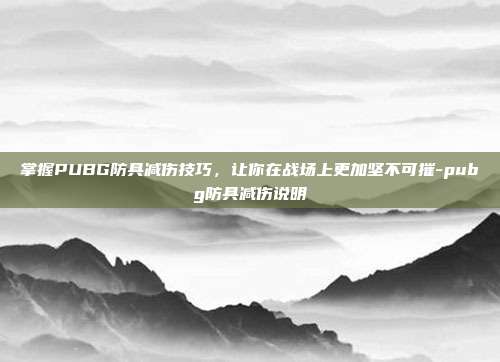 掌握PUBG防具减伤技巧,让你在战场上更加坚不可摧-pubg防具减伤说明