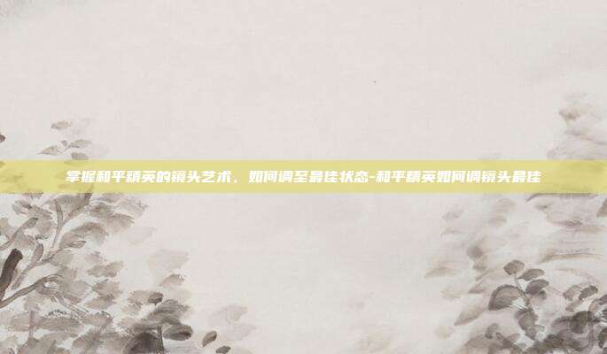 掌握和平精英的镜头艺术,如何调至最佳状态-和平精英如何调镜头最佳