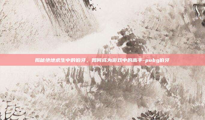揭秘绝地求生中的伯牙,如何成为游戏中的高手-pubg伯牙