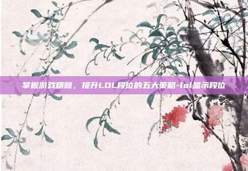 掌握游戏精髓,提升LOL段位的五大策略-lol显示段位