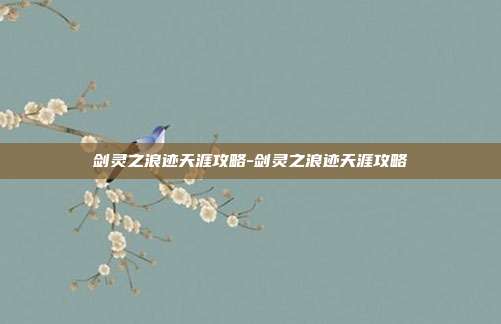 剑灵之浪迹天涯攻略-剑灵之浪迹天涯攻略