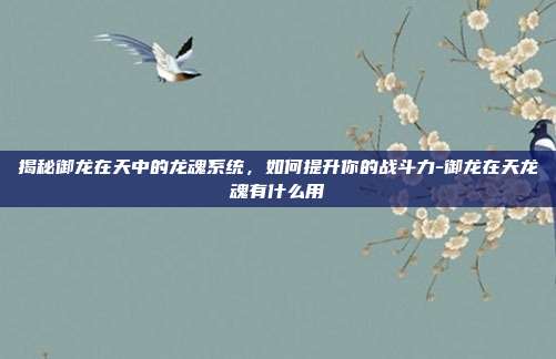 揭秘御龙在天中的龙魂系统,如何提升你的战斗力-御龙在天龙魂有什么用