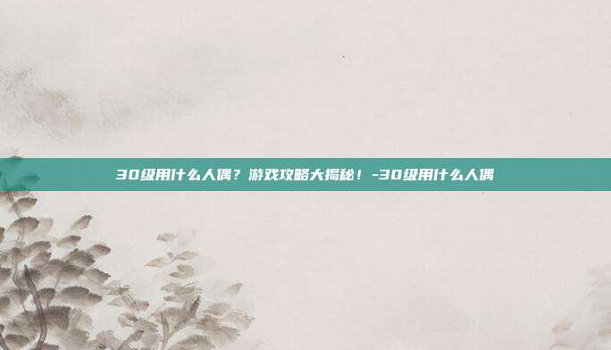 30级用什么人偶?游戏攻略大揭秘!-30级用什么人偶