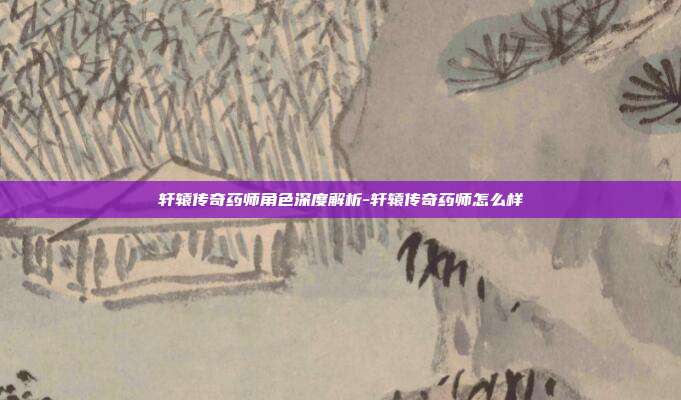 轩辕传奇药师角色深度解析-轩辕传奇药师怎么样
