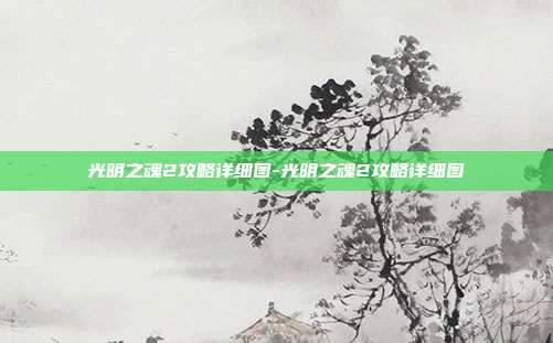 光明之魂2攻略详细图-光明之魂2攻略详细图