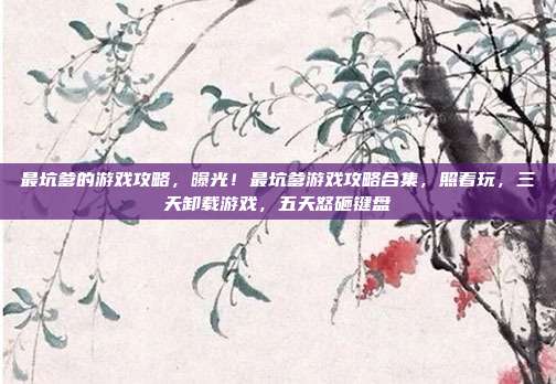 最坑爹的游戏攻略,曝光!最坑爹游戏攻略合集,照着玩,三天卸载游戏,五天怒砸键盘