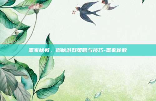 墨家秘数,揭秘游戏策略与技巧-墨家秘数
