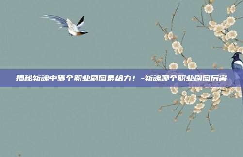 揭秘斩魂中哪个职业刷图最给力!-斩魂哪个职业刷图厉害
