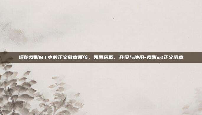 揭秘我叫MT中的正义徽章系统,如何获取、升级与使用-我叫mt正义徽章