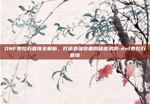 DNF泰拉石首饰全解析,打造最强装备的秘密武器-dnf泰拉石首饰
