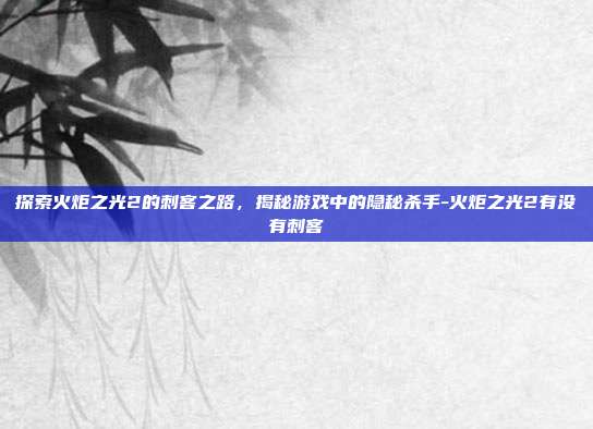 探索火炬之光2的刺客之路,揭秘游戏中的隐秘杀手-火炬之光2有没有刺客