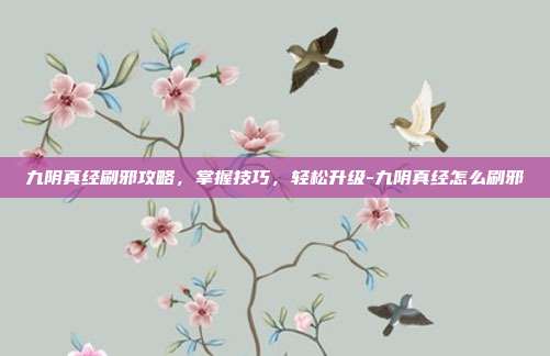 九阴真经刷邪攻略,掌握技巧,轻松升级-九阴真经怎么刷邪