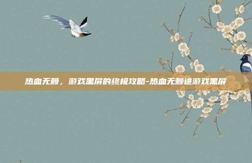 热血无赖,游戏黑屏的终极攻略-热血无赖进游戏黑屏
