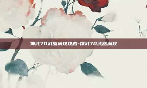 神武70武器满攻攻略-神武70武器满攻