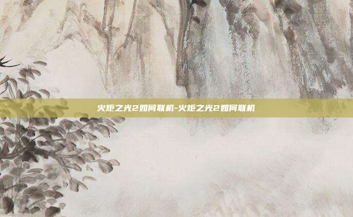 火炬之光2如何联机-火炬之光2如何联机