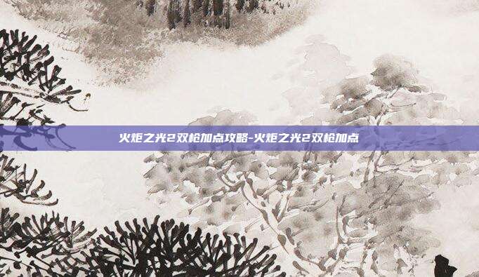 火炬之光2双枪加点攻略-火炬之光2双枪加点