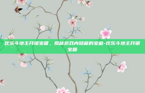 欢乐斗地主开银宝箱,揭秘游戏内隐藏的宝藏-欢乐斗地主开银宝箱