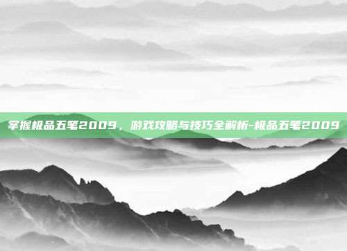 掌握极品五笔2009,游戏攻略与技巧全解析-极品五笔2009