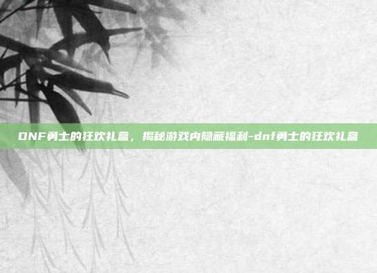 DNF勇士的狂欢礼盒,揭秘游戏内隐藏福利-dnf勇士的狂欢礼盒