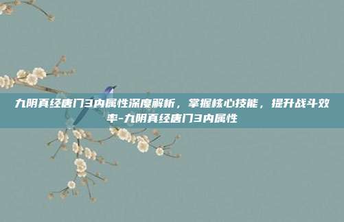 九阴真经唐门3内属性深度解析,掌握核心技能,提升战斗效率-九阴真经唐门3内属性