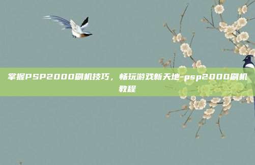 掌握PSP2000刷机技巧,畅玩游戏新天地-psp2000刷机教程
