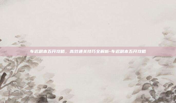 车迟副本五开攻略,高效通关技巧全解析-车迟副本五开攻略